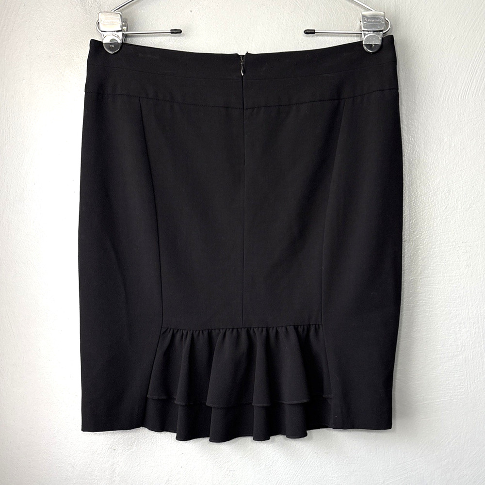 Y2K Ruffle Back Pencil Skirt Size 13 Black Gothic Office Siren Corpcore Dark